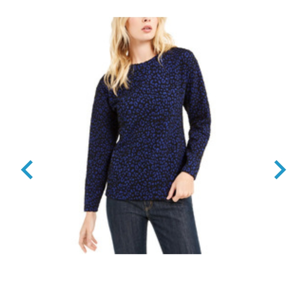 NWT  Michael Michael Kors Animal Print Twilight Blue Top